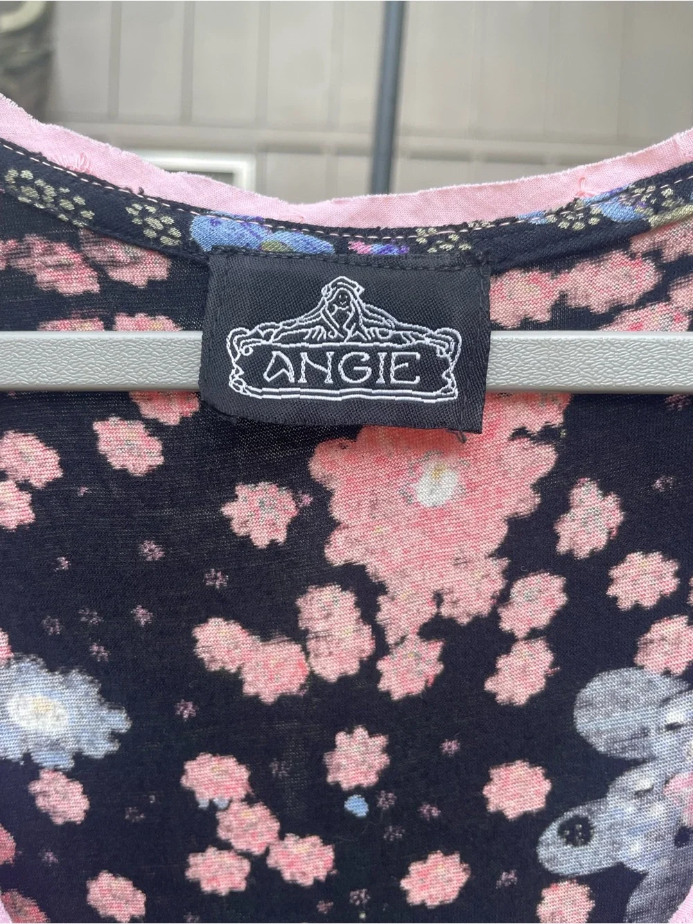 Angie Black Floral Dress with Pink and Blue Blossoms - Picture 3 of 8